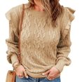 thumbnail image 1 of LinYooLi Chandail à Manches Longues pour Femmes Pull d'Hiver à Poignets Côtelés Haut Chaud Tricoté Décontracté, 1 of 3