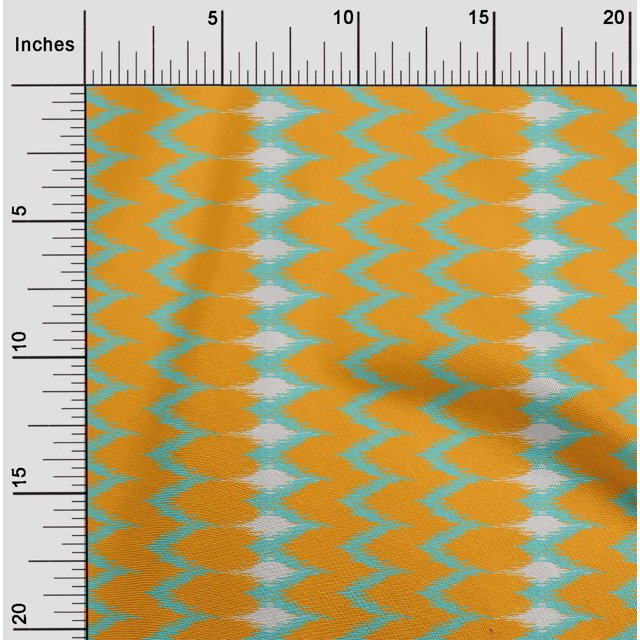 oneOone Tissu Popeline Sergé Coton Bio Chevron Ikat Imprimé au Mètre 42 Pouces de Large