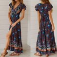 thumbnail image 2 of Robe Maxi Courte Bohème pour Femmes, Été, Plage, Cocktail, Fête, Florale, 2 of 5