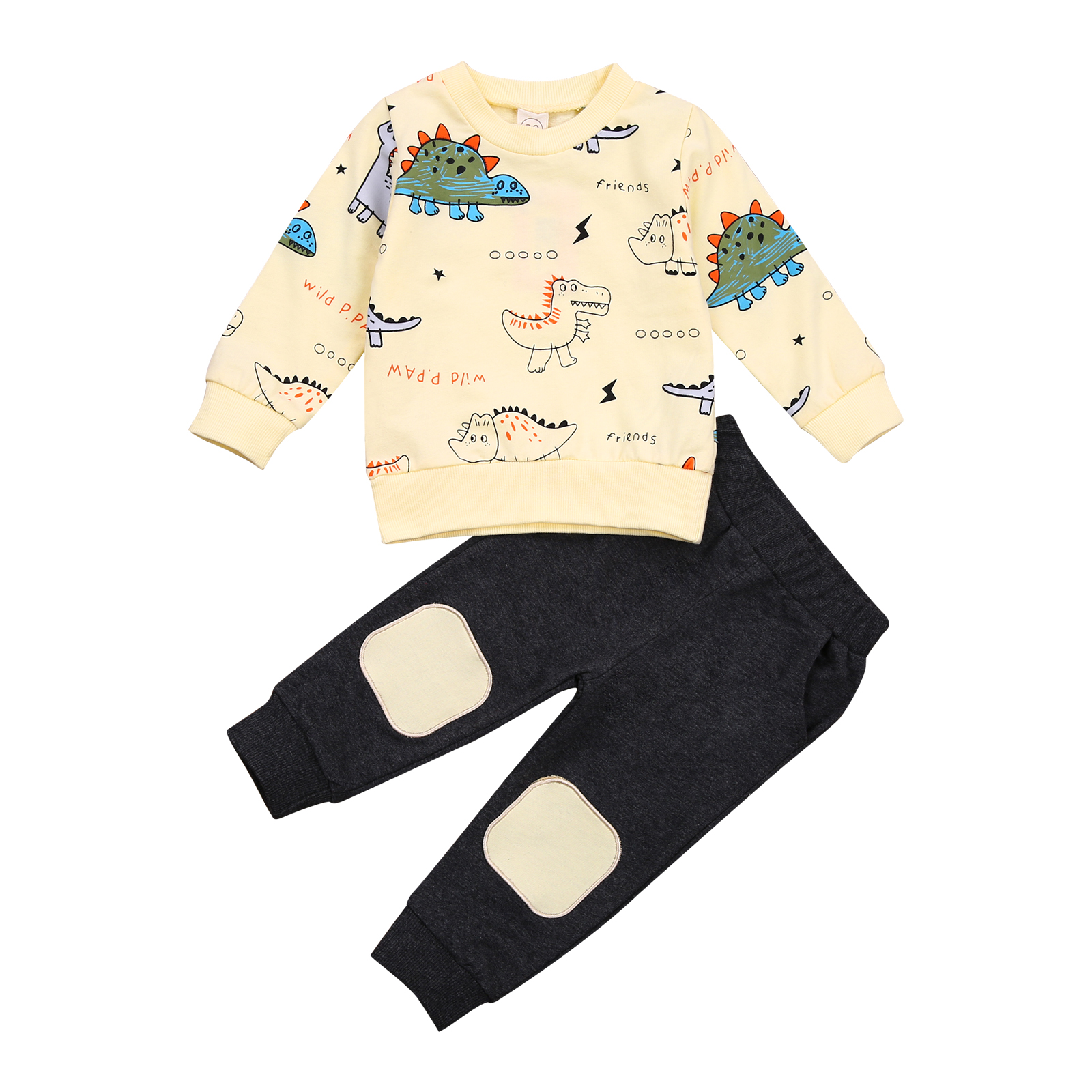 Fortune Boy Clothes Long Sleeve Dinosaur Pullover Pants Sweatsuit Fall Outfits