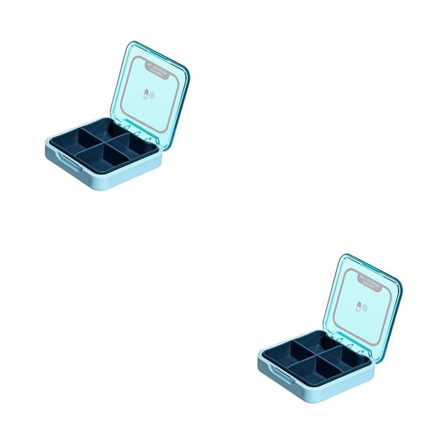Transemion Pill Box Health Care Tablet Storage Container Dispenser Daily Tablets Holder Travel Indoor Outdoor Organizer Suitcase Blue 2Set