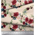 thumbnail image 2 of Soimoi White Georgette Viscose Fabric Ranunculus & Penoy Floral Print Print Fabric by the Yard 44 Inch Wide, 2 of 3