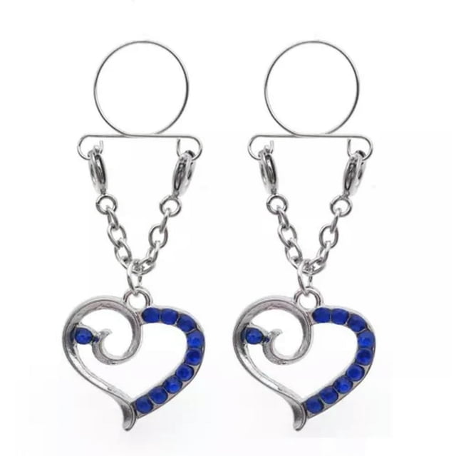 SNNROO 2X Sexy Adjustable Nipple Rings Non-Piercing Clip On Dangle Fake Nipplerings-08