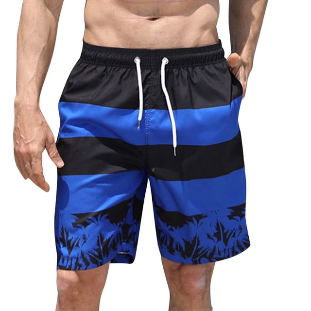 TIWEKE Mens Swim Trunks Swimming Shorts Stretch Quick Dry Zipper Pockets Blue,M