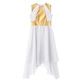 thumbnail image 3 of Raenseen Robe de Danse Sans Manches Métallique pour Filles, Ourlet Irrégulier, Blanc 8, 3 of 5