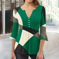 thumbnail image 2 of FAIWAD Women's 3/4 Sleeve Tunic Tops V Neck Button Down Tops Geometric Print Slim Pullover Tops, 2 of 5