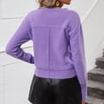 thumbnail image 4 of Qertyioot Chandails à Col en V pour Femmes Automne Mode Féminine Décontractée Couleur Chandail à Manches Longues, 4 of 7