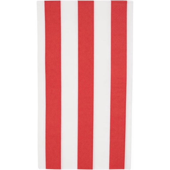 Bonjour Fete Red Cabana Stripe Paper Guest Towels | Disposable, 3-Ply Napkins | Premium Party Supplies & Decorations | Holidays, Kids Themed Birthday Parties | Pack of 20, 4.25" x 7.75"