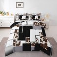 thumbnail image 1 of YST Geometric Cowhide Comforter Setfull Abstract Brown Highland Cow Checkered Bedding Set For Kids Boys Adults Silver Grey Stripe Grid Down Comforter,Farm Animal Skin Square Quilt Set, 1 of 6