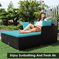 thumbnail image 4 of Costway Outdoor Patio Rattan Daybed Pillows Cushioned Sofa Furniture Turquoise, 4 of 10