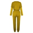 thumbnail image 3 of Mrat Two Piece Swimsuit for Women 2 Piece Jogging Sets Solid Polyester Long Sleeve Sweatsuits Sets Two Piece Track Suits Drawstring High Waist Pants Set Comfy Outfits A-Yellow 3XL, 3 of 4