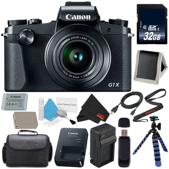 Canon PowerShot G1 X Mark III Appareil Photo Numérique (Modèle Intl) + Batterie Lithium-Ion de Remplacement NB-13L + Chargeur Rapide Externe + Carte Mémoire SDHC Classe 10 32 Go + Ensemble Étui de Transport