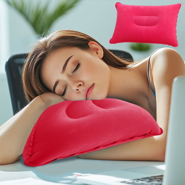 Summer Savings Clearance! Plush Rectangular Napping Inflatable Pillow, Travel and Camping Cushion, Inflatable Neck Pillow for Outdoor Rest, Hiking, and Relaxation