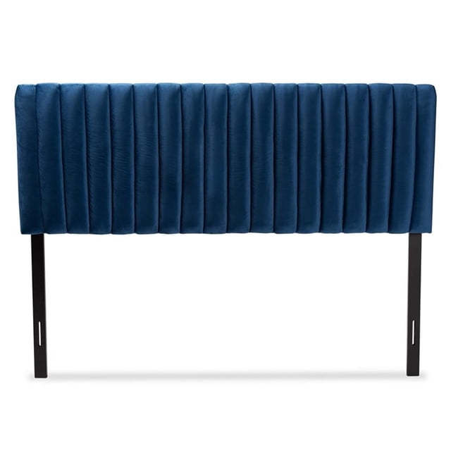Baxton Studio Emile Navy Blue and Dark Brown Finished Wood Queen Size Headboard