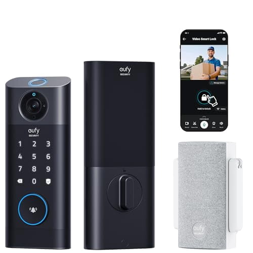 eufy Security Video Smart Lock S330, 3-in-1 Camera+Doorbell+Fingerprint Keyless Entry Door Lock,BHMA, WiFi Door Lock,App Remote Control,2K HD,Doorbell Camera with Chime,No Monthly Fee,SD C