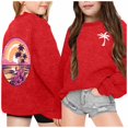 thumbnail image 2 of AJIWYH Chandails pour Filles Chandail à Capuchon Décontracté Ample à Lettres Imprimées à la Mode pour Filles Mode pour Filles Rouge, 5-6 Ans, 2 of 4
