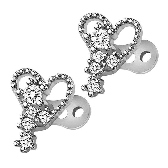 KLKCMS 2 Pcs Hauts d'Ancrage Dermique et Base en Acier Titane Bijoux de Perçage Cœurs Cœur 2