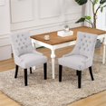thumbnail image 2 of Costaelm Bellmount Fabric Wingback Tufted Dining Chair 2 Pc Set in Light Gray, 2 of 11