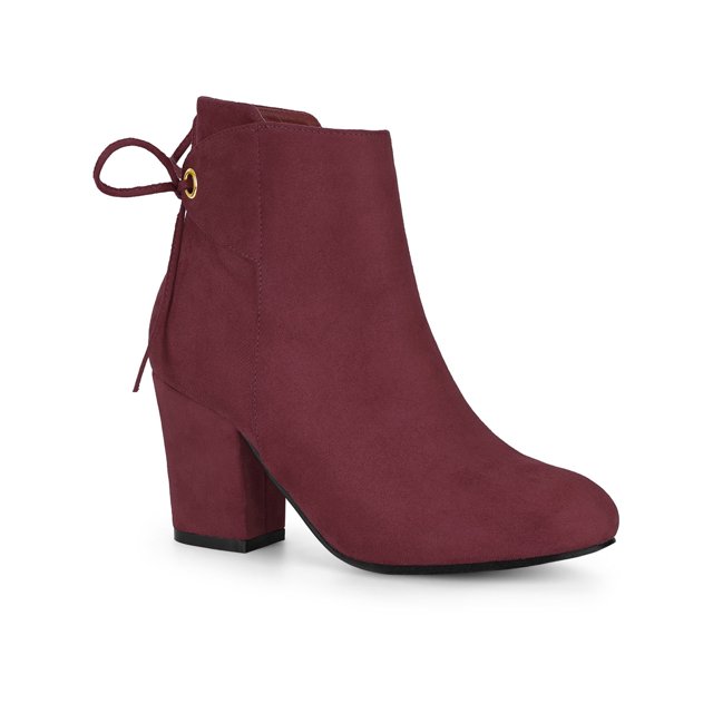 Unique Bargains Women's Block Heel Lace Up Back Ankle Boots