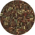 thumbnail image 1 of Ahgly Company Tapis de Zone Ronds d'Intérieur Lavables à la Machine, Transitionnels, Rouge Nuit, 4 Pieds Rond, 1 of 7