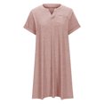 thumbnail image 4 of Penkiiy Robes Grande Taille pour Femmes aux Formes Robe Ample Dames Robe d'Été de Détente Aguichant Petite Col en V Manches Courtes Robe Décontractée 4TG Rose, 4 of 5