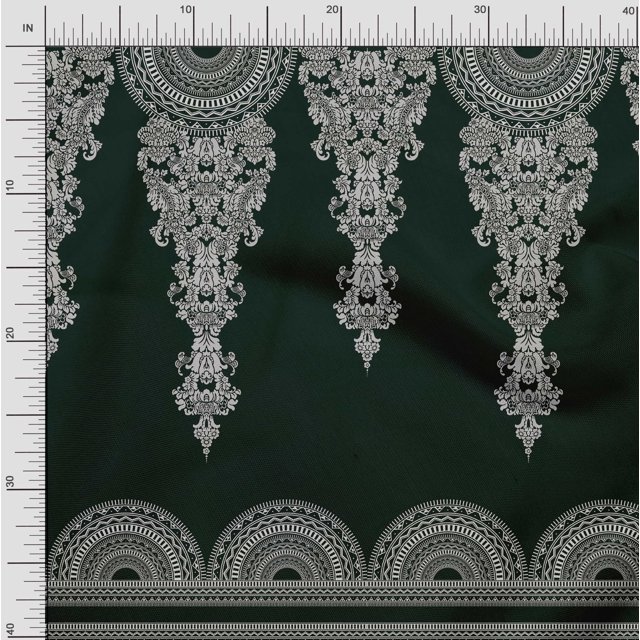 Soimoi Tissu Satin Modal Floral & Semi Mandala Imprimé 1 Yard 42 Pouces de Large