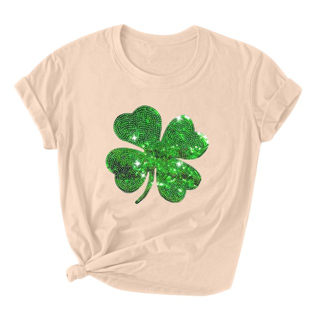 Besolor T-Shirts de la Saint-Patrick pour Femmes, Col Rond, Manches Courtes, T-Shirts Basiques, T-Shirts Graphiques Shamrock, Hauts de Festival