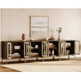 thumbnail image 4 of WAMPAT 4-in-1 Modern Leather-Texture Sideboard with Glass Doors, Soft-Close Hinges, 16" Deep Storage Buffet for Kitchen & Dining Room, 4 of 8