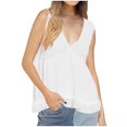 thumbnail image 1 of Timegard Summer Tank Top for Women Deep V Neck Ruffle Ruched Tunic Top Dressy Causal Loose Beach Travel, 1 of 7