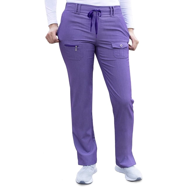 Adar Pro Heather Scrubs for Women - Slim Fit Tapered Scrub Pants - P4100H - Heather Grape - M