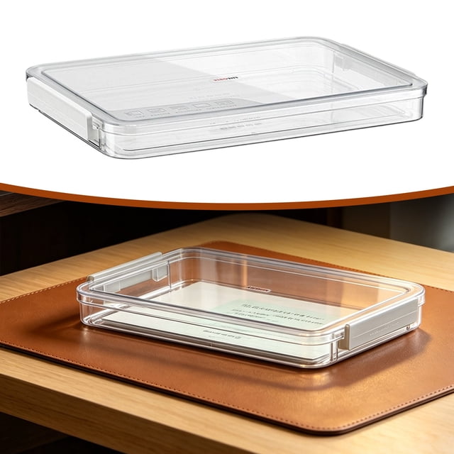 Stackable Plastic Storage Container with Latching Lid for Seasonal Decor, Transparent Under Bed Organizer for Linens And Crafts, Space Saving Bin for Closet Storage, A Document Storage Box
