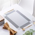 thumbnail image 1 of Oleegame 1PC Placemat 4pcs Frame Western Placemat Pvc Heat Insulation Mat Rectangular Simple Table Mat Household Leave In Plate Mat Silver, 1 of 7