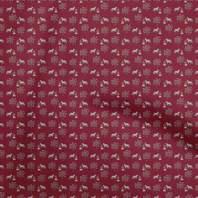 oneOone Georgette Viscose Maroon Fabric Animal Craft Projects Decor Fabric Printed By The Yard 42 Inch Wide