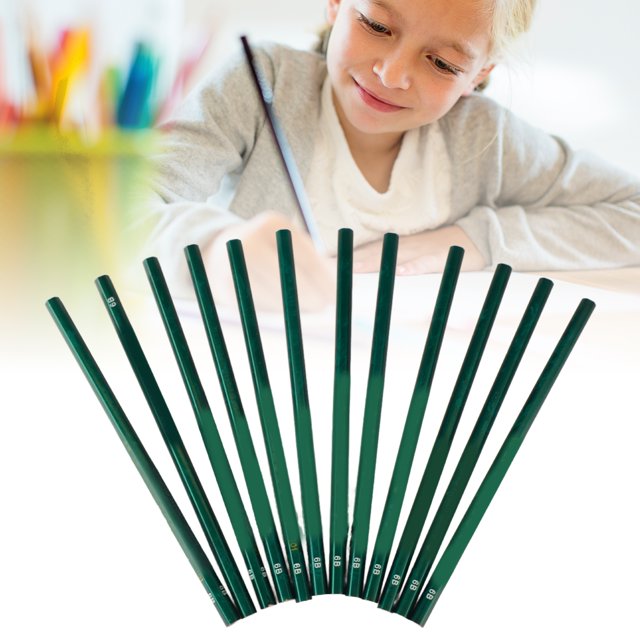 6B Drawing Pencils, 12pcs Multipurpose Graphite Art Pencils Drop Resistant Professional for Graphics for Shading