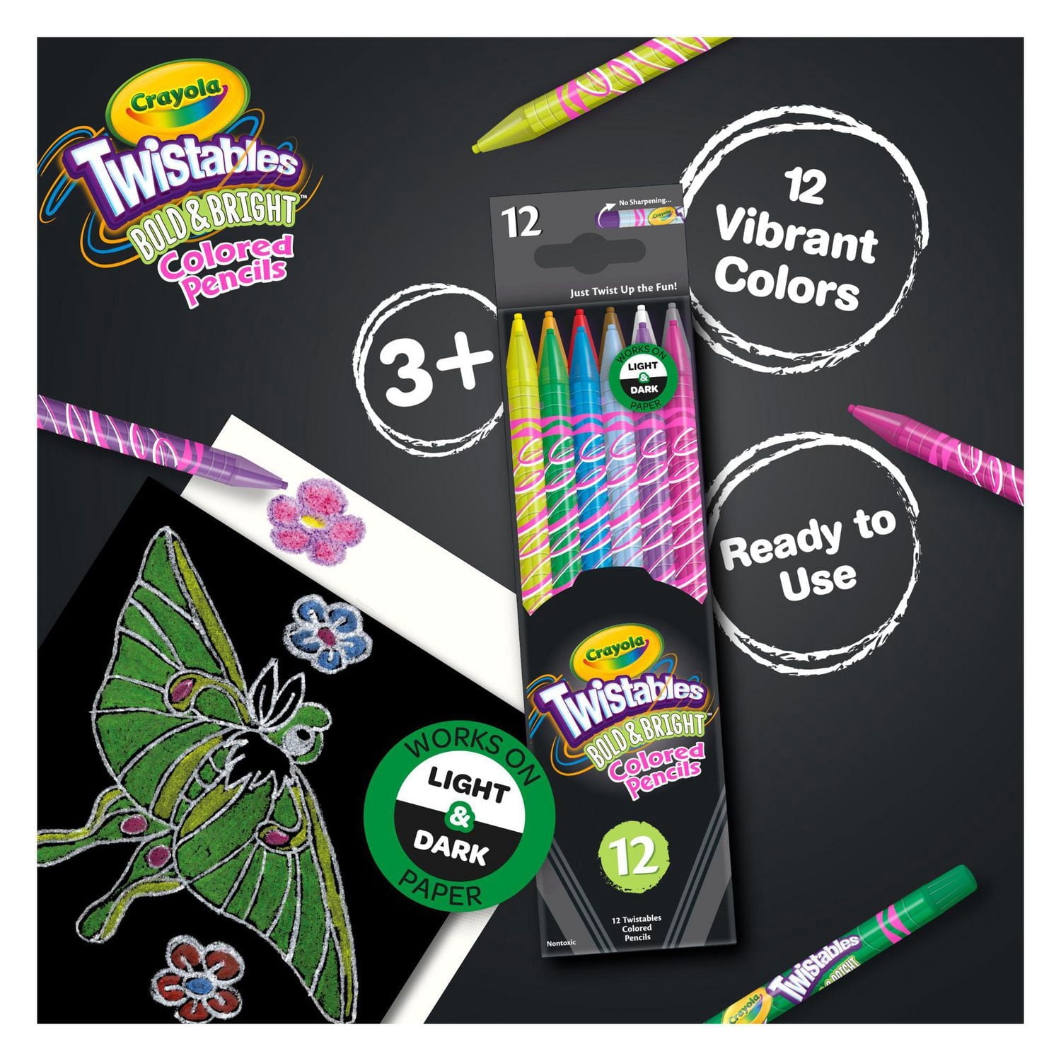 Crayons de couleur Twistables Crayola, jeu de 12