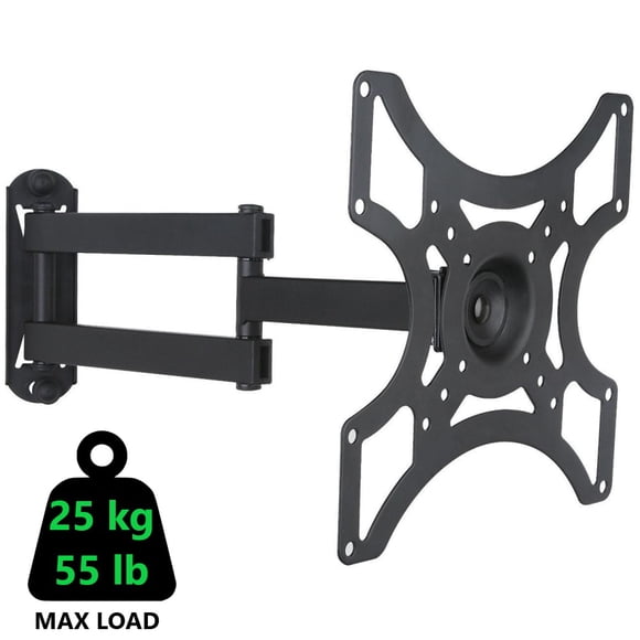 Techly 19" to 37" Full Motion Flat or Curved LCD/LED TV Wall Mount - Tilt +/-15° - Swivel 180° - VESA up to 200x200 mm - Holds up to 25 kg - Black