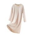 thumbnail image 2 of HongQid Chemises de Nuit Manches 3/4 Chemise de Nuit Col Rond Douce Tenue de Nuit Décontractée Chemises de Sommeil Robe de Pyjama Ample avec Poitrine Rembourrée, 2 of 7