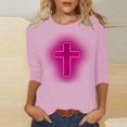 thumbnail image 1 of EGNMCR Easter T-Shirt Imprimé Femmes T-Shirts Graphiques T-Shirts pour Femmes Mode Femme Décontracté Noël Imprimé Col Rond Blouse Imprimée T-Shirt Manches 3/4 T-Shirt Blouses Femmes T-Shirts, 1 of 4