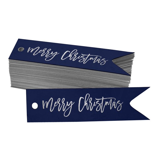Inkdotpot Pack Of 50 Real Silver Foil Paper Tags Merry Christmas Favor Hang Tags