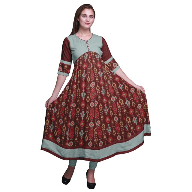 Bimba Kurtis Indiennes pour Femmes Imprimées, Kurti Anarkali Ligne A, Robe Décontractée