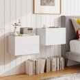 thumbnail image 4 of Costway Modern Floating Nightstand, Wall Mounted Bedside Table with 2 Storage Drawers White, 4 of 10