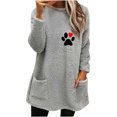 thumbnail image 2 of Chemises à Manches Longues pour Femmes Col Rond et Hiver Ample Imprimé Poche Chaud Blouse à Manches Longues Hauts Chandails en Liquidation, 2 of 4
