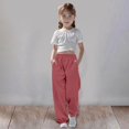 thumbnail image 2 of Girls Linen Pants Pants for Gymnastics Girls Medium And Large Children Casual Girls Solid Color Drawstring Sweatpants, 2 of 6