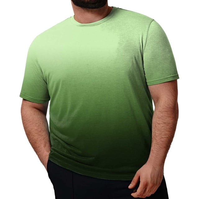 BOBOGOJP T-Shirts pour Homme Mi-Long à Manches Courtes Hauts Grande Taille Col Ras du Cou T-Shirt Décontracté Blouses (Vert,7TG)