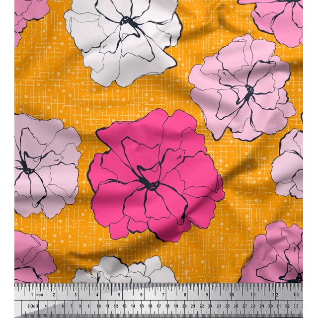 Soimoi Cotton Poplin Fabric Carnation Floral Print Fabric by Yard 42 Inch Wide
