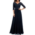 thumbnail image 1 of Faithtur Nouvelle Mode Femmes Longue Robe Couleur Unie Patchwork Dentelle V-Cou à Manches Mi Dos Sans Fermeture Éclair Robe Féminine, 1 of 5