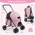 thumbnail image 3 of Gymax Pet Stroller for Small Medium Dogs w/Swivel Front Wheels & One-Step Rear Brake Pink, 3 of 10