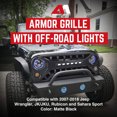 thumbnail image 2 of AMERICAN MODIFIED Grille d'Armure pour 2007 à 2018 Jeep Wrangler JK, Noir Mat, 2 of 11