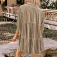 thumbnail image 4 of Qertyioot Women's Fashionable Solid Color Button Cardigan Half Sleeved Lapel Tops, 4 of 8