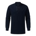 thumbnail image 1 of Chemises Hommes Mode Rétro Couleur Unie Col en Dentelle Chemise Décontractée Ample, 1 of 4